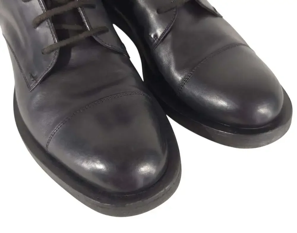 Gucci Leather Combat Boots US 9.5 IT 42.5 Mens Black Lace Up Buckle $1250